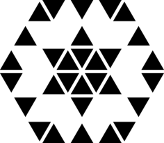 Polygonal Hexagonal Ornament Of Small Triangles Forming A Six Points Star And An Hexagon Svg Line Art, Free Vectors File